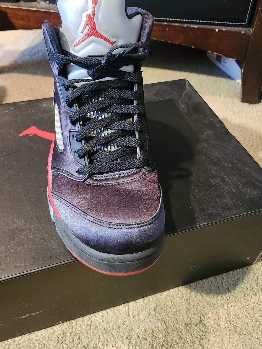 Jordan Air High-Top Sneakers in Black and Red